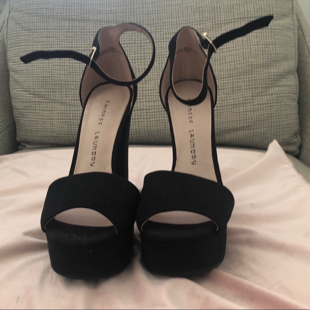 Never worn black platform heels, sz 6